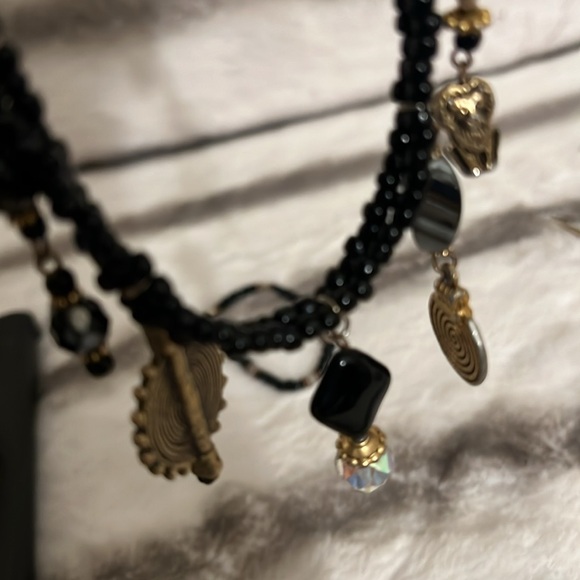 African beaded ankle bracelet w/charms + beaded bracelet w/clasp. Set - Picture 3 of 4